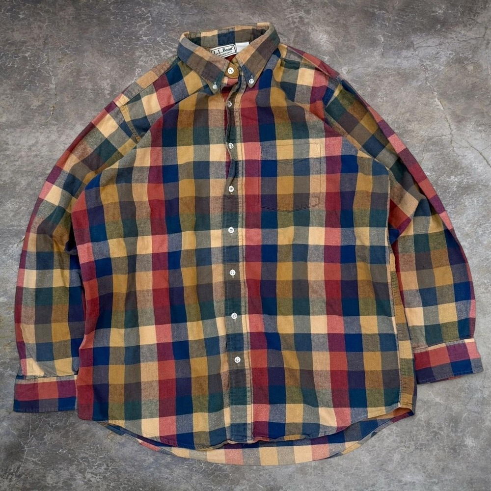 Vintage L.L. Bean Multicolor Plaid Button Up Shirt Mens Size XL Outdoors 90s Y2K
